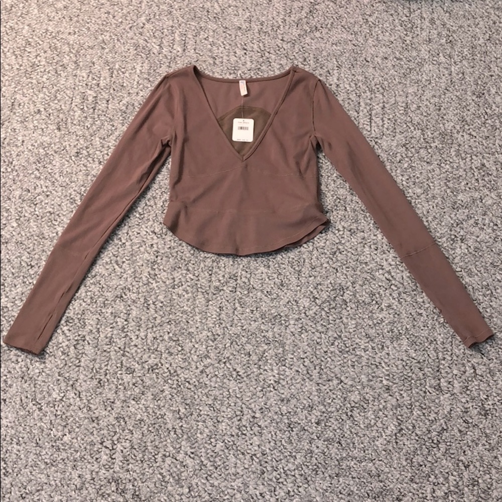 Free People Movement Bow Down Long Sleeve Crop top